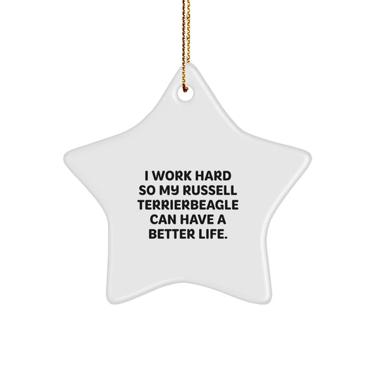 Russell Terrier Dog Gifts from Friends, Russell Terrierbeagle Star Ornament, Funny Quote Christmas Unique Gifts for Men - Image 1