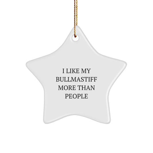 Funny Bullmastiff Dog Lover Gifts from Friends, Unique Star Ornament for Bullmastiff Dog Owners, I Like My Bullmastiff More Than People Christmas - Image 1
