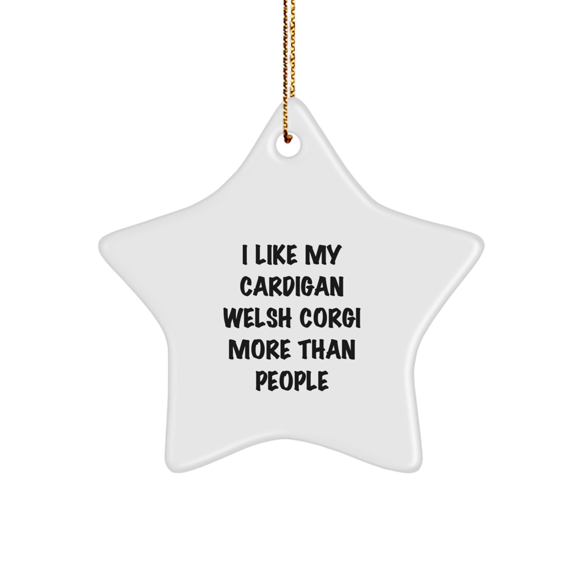 Funny Cardigan Welsh Corgi Dog Gifts from Friends for Men and Women - I Like My Cardigan Welsh Corgi More Than People Star Ornament for Christmas - Image 1