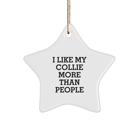 Collie Dog Star Ornament for Christmas Unique Gifts from Men to Collie Dog Lovers, Funny Quote I Like My Collie More Than People Decor - Image 1