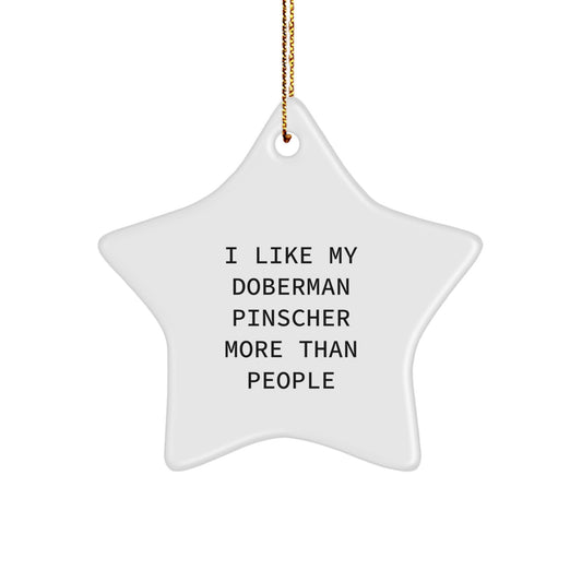 Funny Doberman Pinscher Dog Gifts, I Like My Doberman Pinscher More Than People, Star Ornament for Christmas, Gifts from Family to Doberman Pinscher Dog Lovers - Image 1