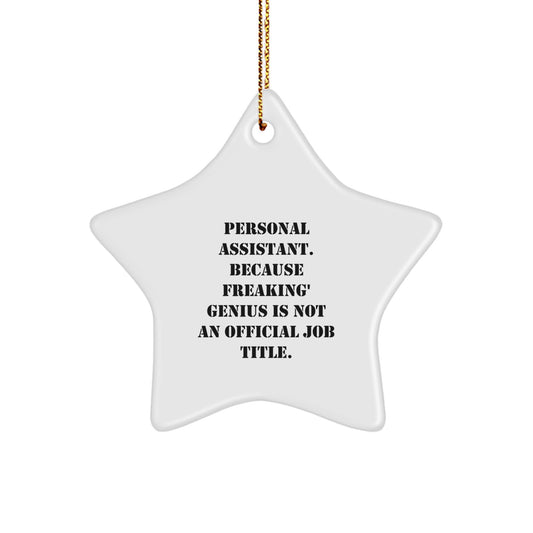 Funny Star Ornament Gifts from Men to Personal Assistants, Unique Christmas Decorations for Women, Coworkers, and Friends, Quotes about Being a genius - Image 1