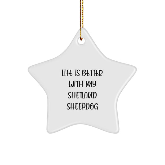 Sharing Joy with My Shetland Sheepdog, Funny Star Ornament for Christmas Unique Gifts from Friends, Family, and Coworkers - Image 1