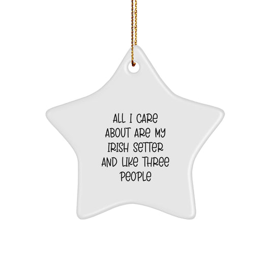Irish Setter Dog Lovers' Gift, 'All I Care About Are My Irish Setter And Like Three People', Star Ornament Gifts from Family, Friends, or Coworkers for Christmas - Image 1