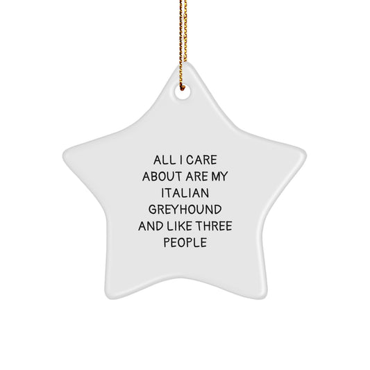 Italian Greyhound Dog Lovers Star Ornament, Funny Quote Gifts for Men, Unique Christmas Unique Gifts from Friends, Beautiful White Star Shaped Decorations for Home - Image 1