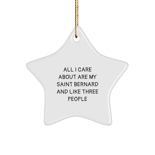 Funny Saint Bernard Dog Gifts from Friends - All I Care About Are My Saint Bernard And Like Three People Star Ornament for Christmas - Image 1