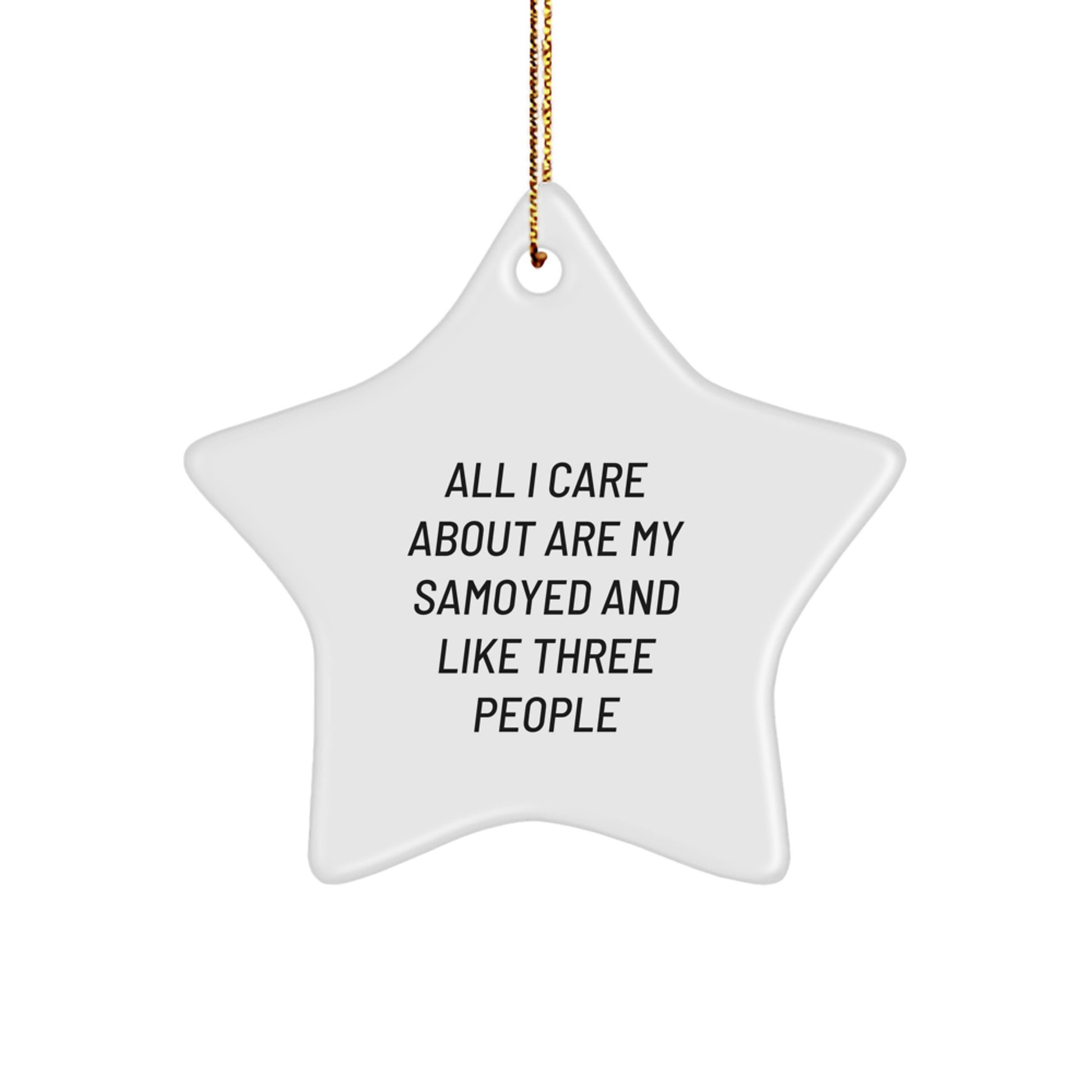 Samoyed Dog Lovers' Christmas Unique Gift, Funny Star Ornament, 'All I Care About Are My Samoyed And Like Three People', Gifts from Friends, Family, or Coworkers - Image 1