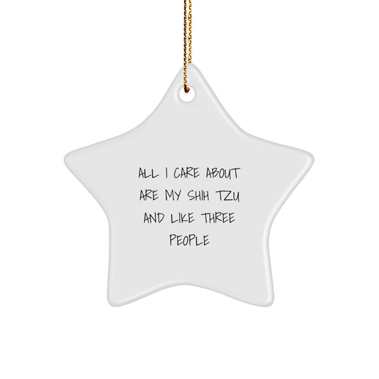 Funny Shih Tzu Dog Gifts for Owners - Star Ornament, 'All I Care About Are My Shih Tzu And Like Three People' Quote, Christmas Unique Gifts from Family - Image 1