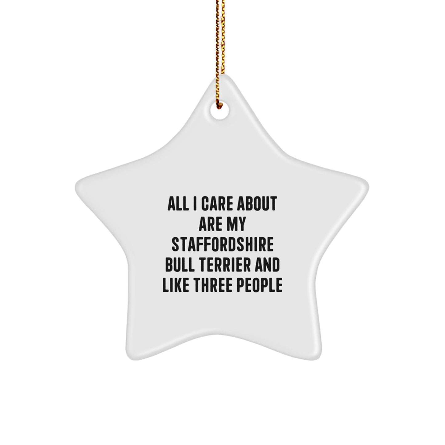 Funny Staffordshire Bull Terrier Dog Christmas Unique Gifts from Men for Staffordshire Bull Terrier Dog Lovers Star Ornament - Image 1