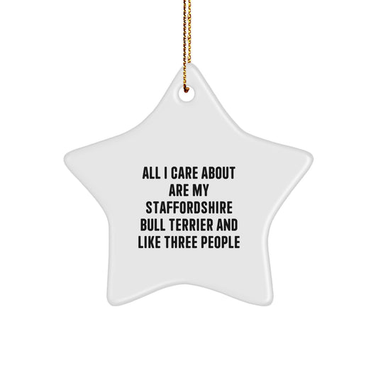 Funny Staffordshire Bull Terrier Dog Christmas Unique Gifts from Men for Staffordshire Bull Terrier Dog Lovers Star Ornament - Image 1