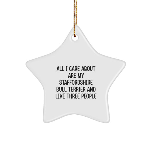 Staffordshire Bull Terrier Dog Lover Gifts from Men for Women Friends Coworkers Family with Funny Star Ornament Christmas Unique Presents - Image 1