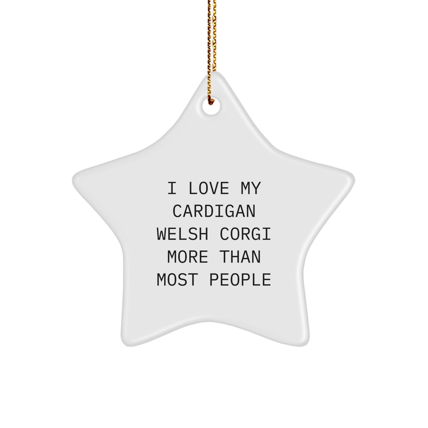 Cardigan Welsh Corgi Dog Lover Funny Gift, Christmas Unique Star Ornament, 'I Love My Cardigan Welsh Corgi More Than Most People' for Family Friends Coworkers - Image 1