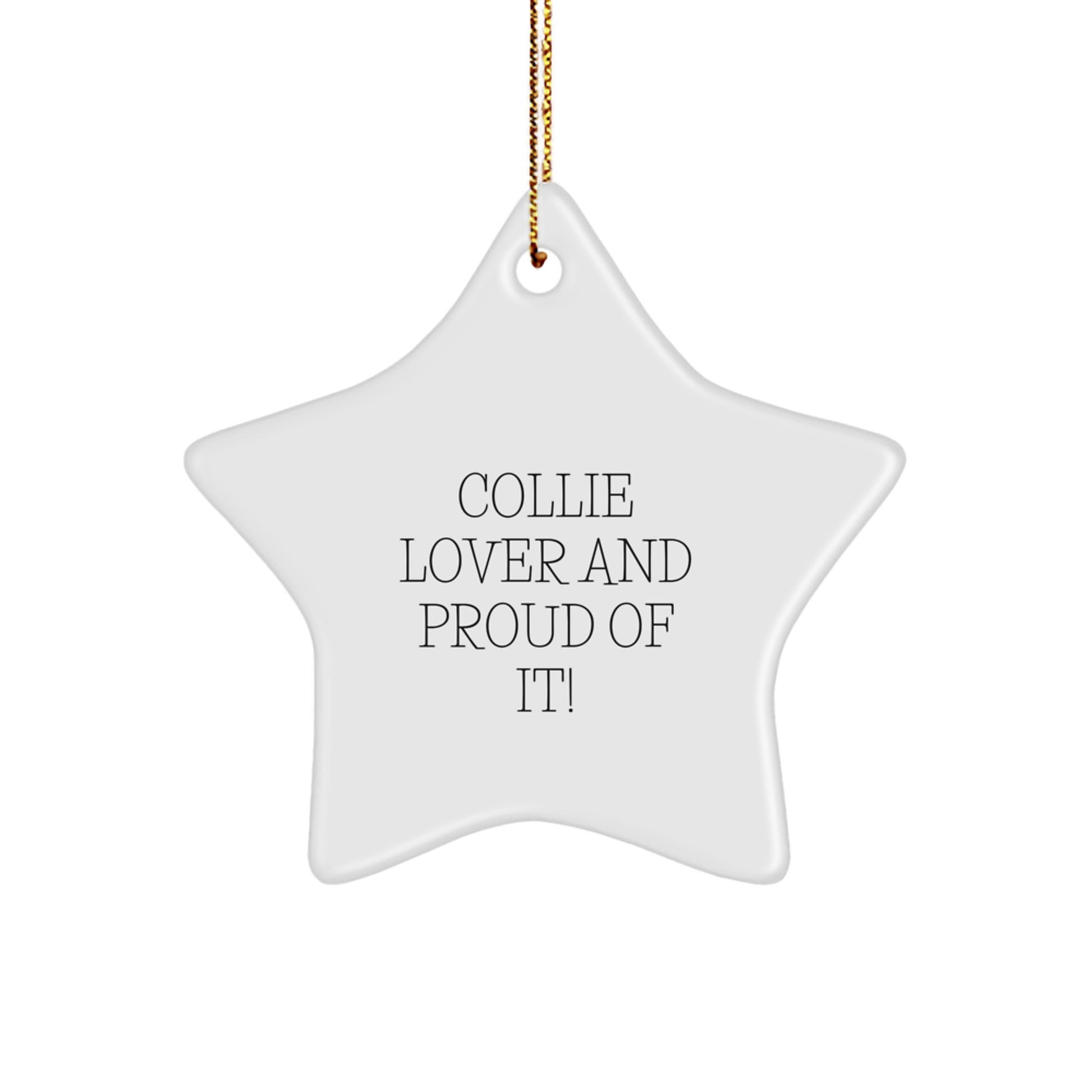 Collie Dog Lover Gifts from Men to Friends - 'Collie Lover And Proud Of It!' Star Ornament for Christmas - Image 1