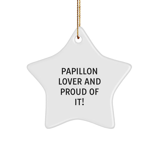 Papillon Dog Lover Gifts for Friends, 'Papillon Lover And Proud Of It!' Star Ornament, Christmas Unique Presents from Family - Image 1