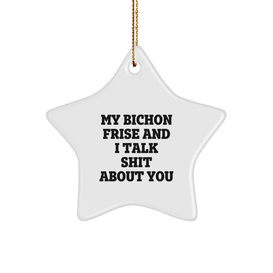 Funny Bichon Frise Dog Gifts from Men to Family, Star Ornament for Christmas Unique Gifts, My Bichon Frise And I Talk Shit About You Bichon Frise Dog Lover - Image 1