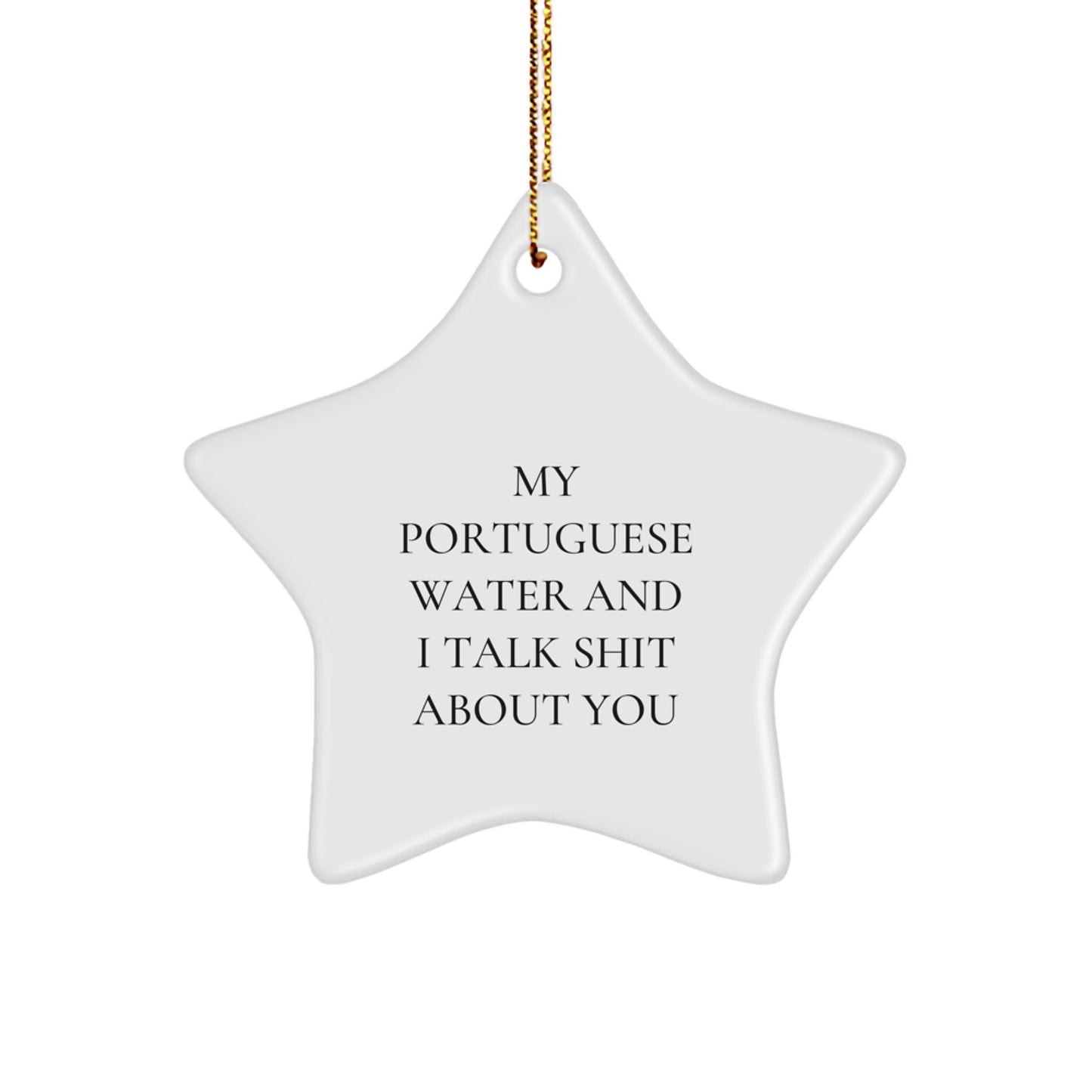 Funny Portuguese Water Dog Gifts for Christmas - My Portuguese Water And I Talk Shit About You Star Ornament from Family - Image 1
