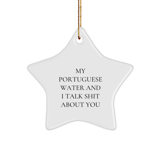 Funny Portuguese Water Dog Gifts for Christmas - My Portuguese Water And I Talk Shit About You Star Ornament from Family - Image 1