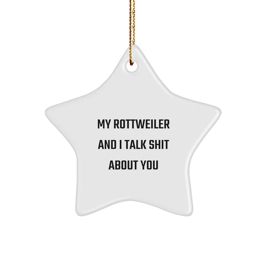 Rottweiler Dog Lover Funny Star Ornament, Gifts from Friends to Family, Christmas Unique Presents for Rottweiler Dog Owners - Image 1