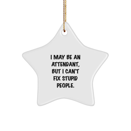 Funny Attendant Gifts for Men, Women, Friends, or Co-workers - Star Ornament I May Be An Attendant, But I Can't Fix Stupid People. Christmas Unique Gifts from Friends to Family - Image 1