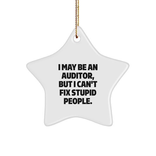 Funny Auditor Gifts for Men - I May Be An Auditor, But I Can't Fix Stupid People. Star Ornament, Christmas Unique Gifts from Coworkers - Image 1