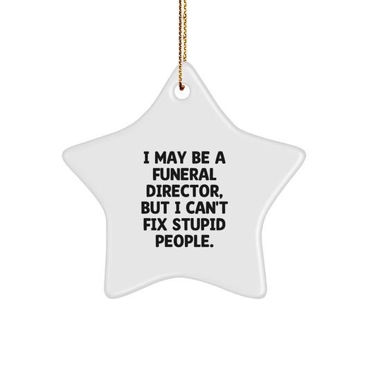Funny Funeral Director Gifts from Friends for Christmas Unique Ornaments - I May Be A Funeral Director, But I Can't Fix Stupid People. - Image 1