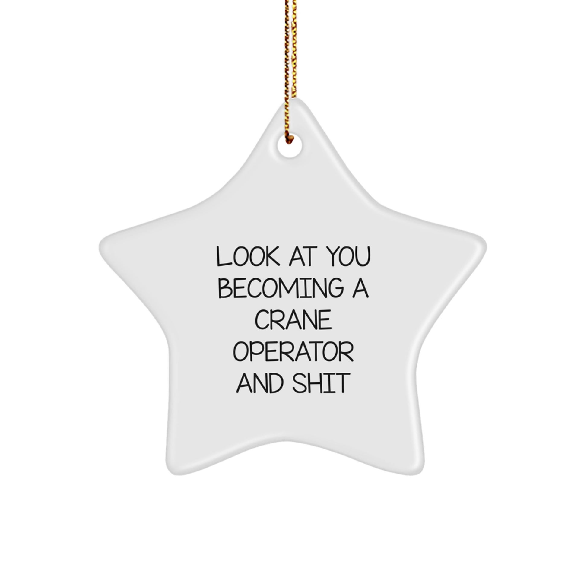 Funny Crane Operator Gifts from Friends for Men, Unique Star Ornament for Christmas, Look At You Becoming A Crane Operator And Shit - Image 1