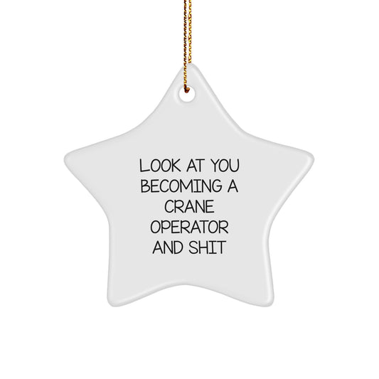 Funny Crane Operator Gifts from Friends for Men, Unique Star Ornament for Christmas, Look At You Becoming A Crane Operator And Shit - Image 1