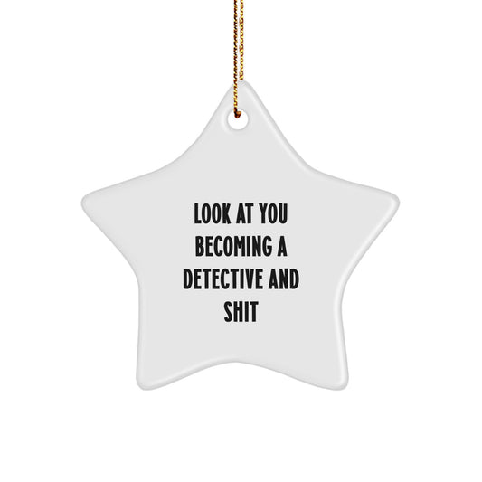 Funny Detective Star Ornament Gifts from Friends to Becoming a Detective at Christmas - Image 1