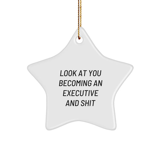 Funny Executive Gifts for Men - Star Ornament with 'Look At You Becoming An Executive And Shit' Quote, Perfect for Christmas Unique Gifts from Friends, Coworkers, Family - Image 1