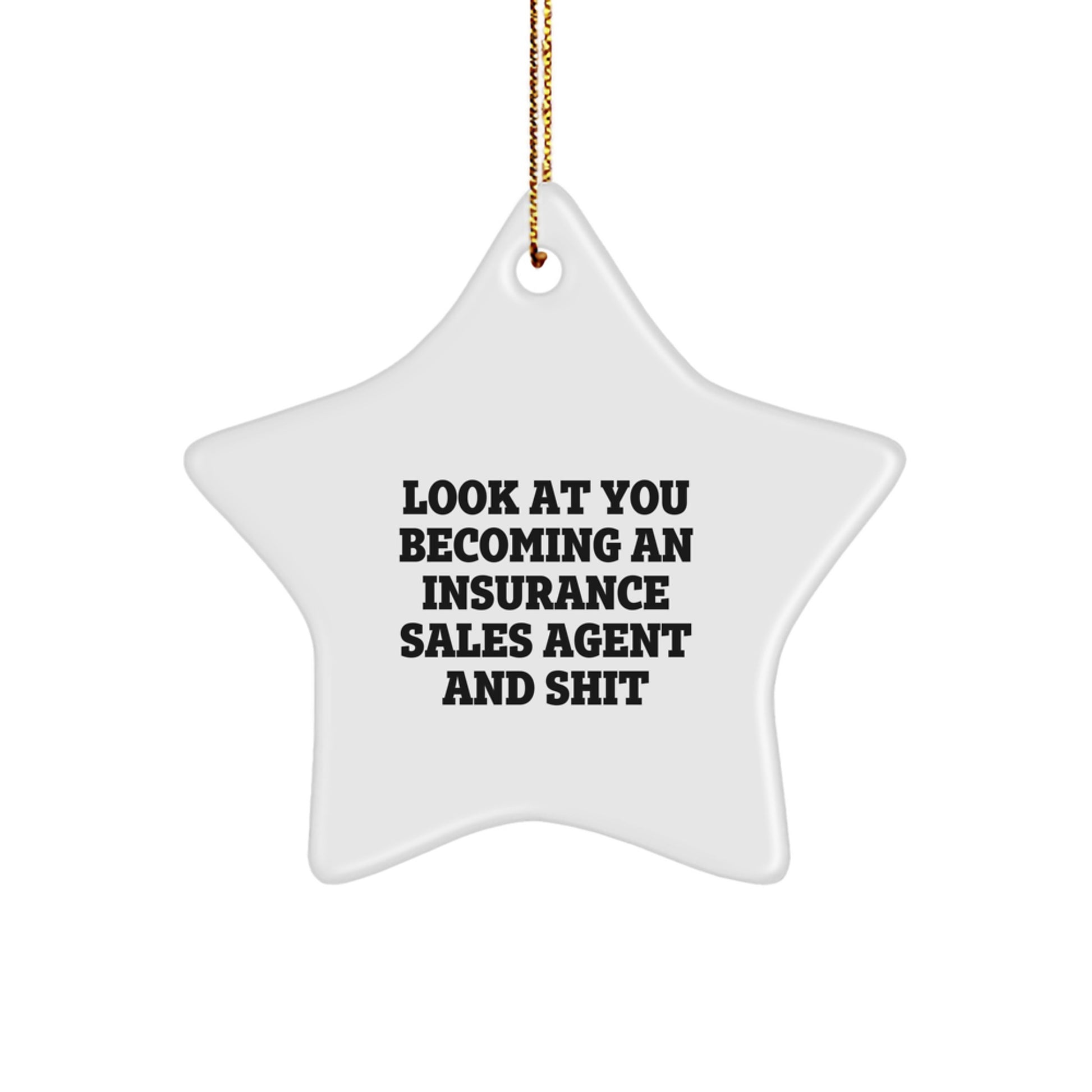 Funny Insurance Sales Agent Gifts from Friends - Star Ornament for Men and Women Insurers - Look At You Becoming An Insurance Sales Agent And Shit Christmas Unique - Image 1