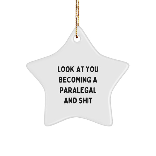 Funny Paralegal Star Ornament Gifts from Friends, Unique Christmas Decorations, Inspirational Quote for Men Women Coworkers - Image 1