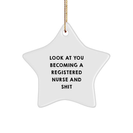 Funny Registered Nurse Star Ornament, Gifts for Registered Nurses from Friends, Christmas Unique Gifts - Image 1