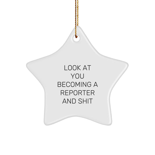 Funny Reporter Star Ornament Gifts for Him or Her, Look At You Becoming A Reporter And Shit, Christmas Unique Gifts from Friends - Image 1