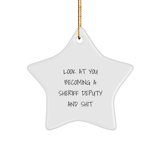 Funny Sheriff Deputy Star Ornament Gifts from Friends to Men, Unique Christmas Unique Gifts for Sheriff Deputy, Sheriff Deputy Deputy Star Ornament - Image 1