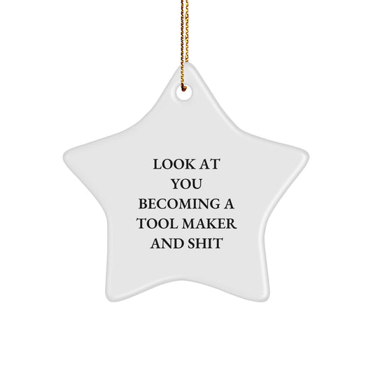 Funny Gift for Tool Maker - White Star Ornament, Cute Star Ornament for Tool Makers, Christmas Unique Gifts from Friends for Family - Image 1