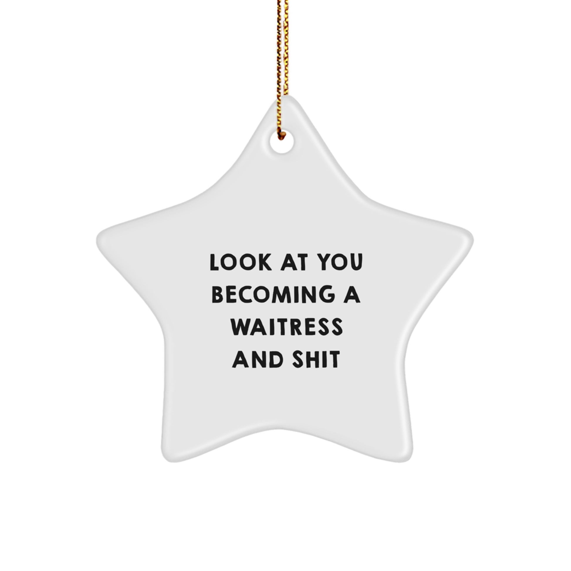 Funny Waitress Star Ornament, Gifts for Waitress Friends, 'Look At You Becoming A Waitress And Shit' Star Ornament for Christmas Decorations - Image 1