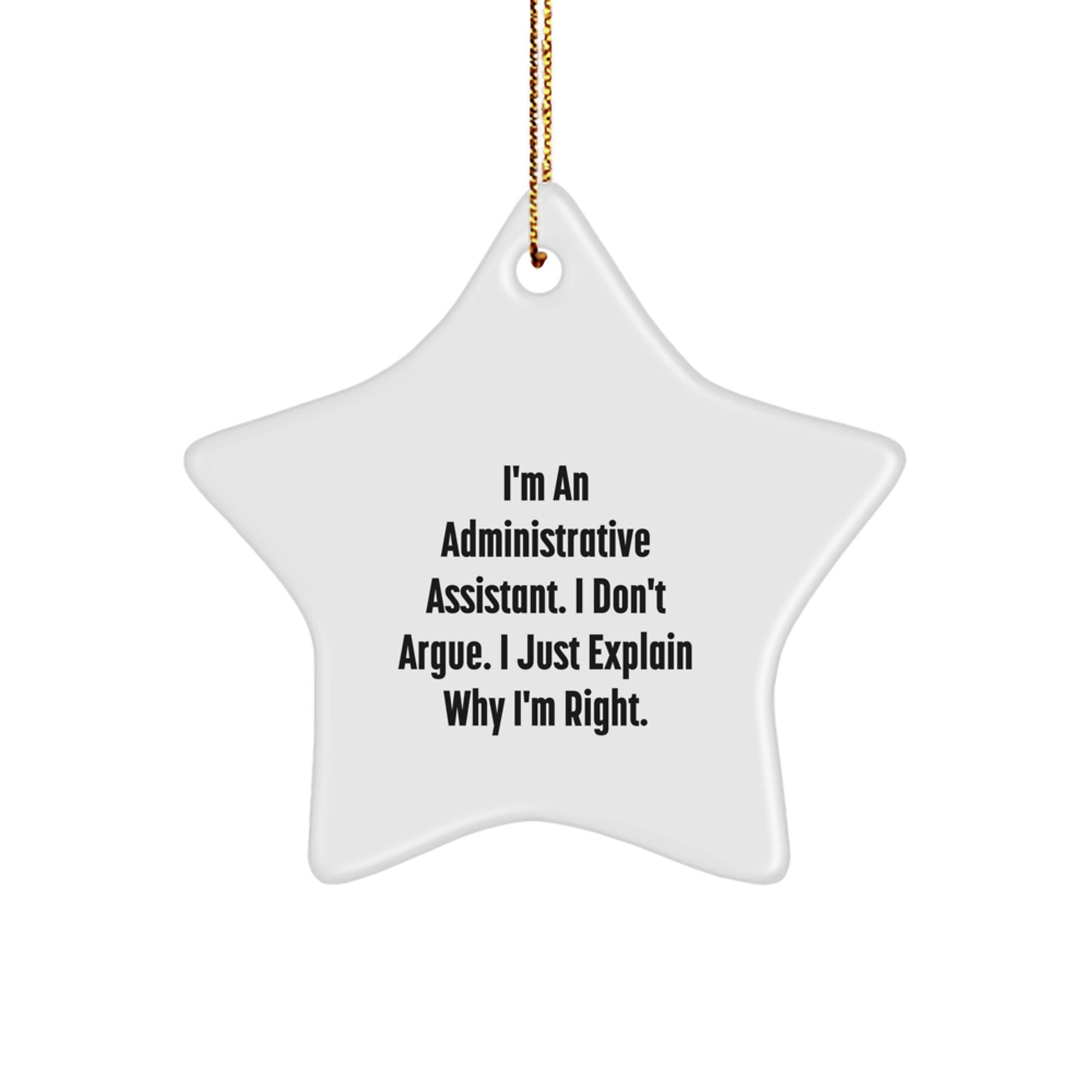 Funny Administrative Assistant Gifts for Him, Star Ornament Quote Says I Don't Argue, Perfect Office Worker Christmas Unique Gifts from Friends - Image 1
