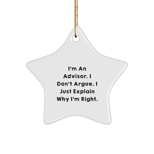 Funny Advisor Gifts from Women for Advisor Star Ornament, Cute I'm An Advisor, Star Ornament for Christmas Unique Gifts - Image 1