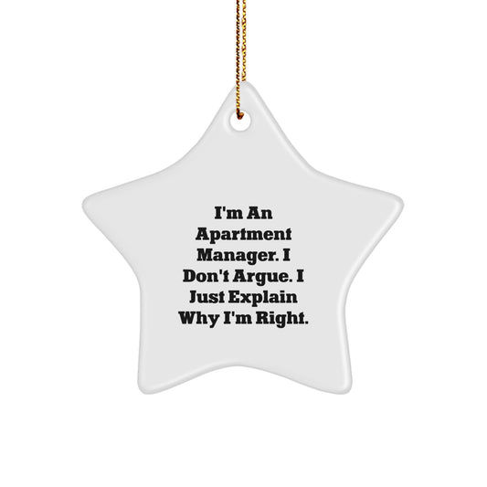 Funny Apartment Manager Gifts for Christmas - Star Ornament for Men or Women from Friends - Image 1