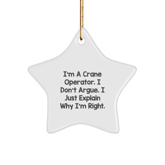 Funny Gifts from Crane Operator to Friends - Star Ornament for Crane Operator Enthusiasts, Christmas Unique Gifts for Men, Women, Coworkers, Family - Image 1