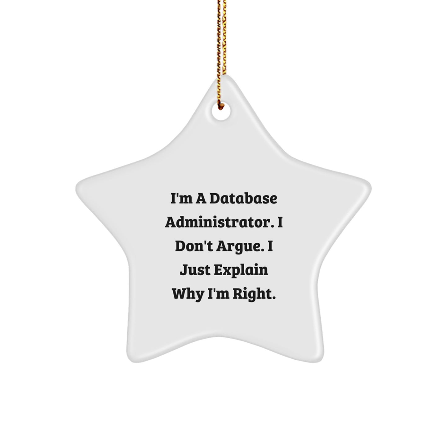Funny Quirky Gifts from Men to Database Administrator Friends at Christmas - Star Ornament - Image 1