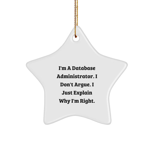 Funny Quirky Gifts from Men to Database Administrator Friends at Christmas - Star Ornament - Image 1