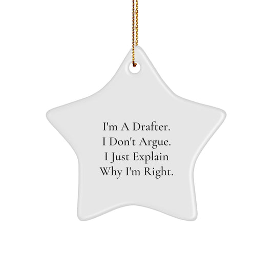 Funny Drafter Gifts, Star Ornament for Christmas Unique Gifts from Friends and Family to Men and Women Drafter - Image 1