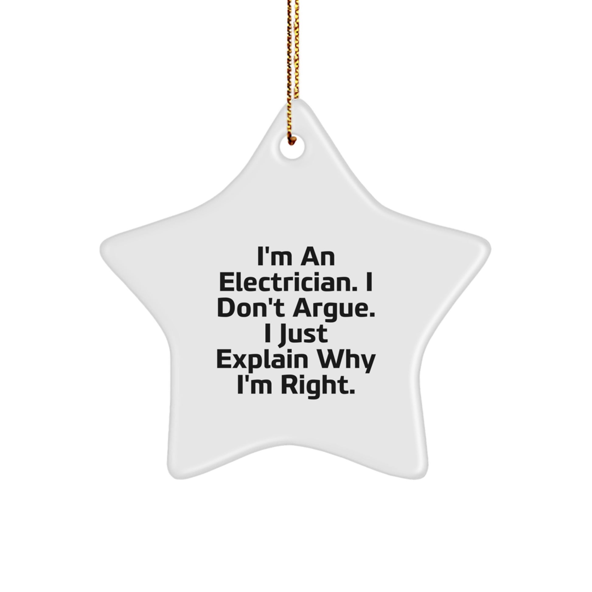 Funny Electrician Gifts from Family, Christmas Unique Electrician Star Ornament for Electrician Friends - Image 1