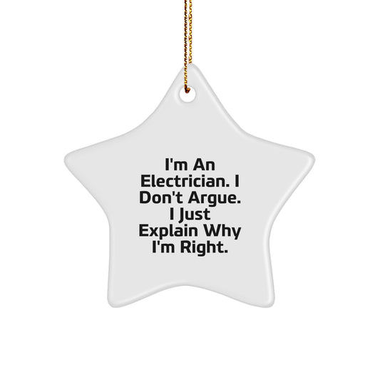 Funny Electrician Gifts from Family, Christmas Unique Electrician Star Ornament for Electrician Friends - Image 1