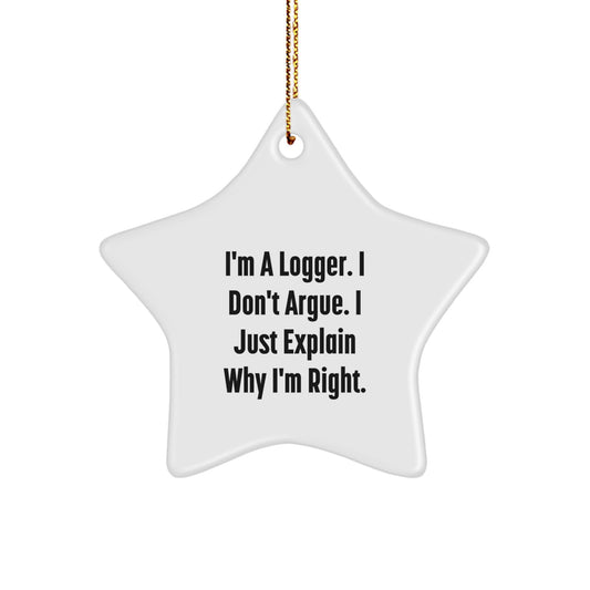 Funny Logger Star Ornament Gifts from Men to Logger Friends for Christmas Unique Decorations - Image 1