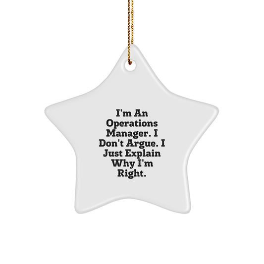 Operations Manager Humor Funny Star Ornament Gifts from Men for Friends, Christmas Unique Ideas for Coworkers and Family, Office Decor for Annoyed Operations Manager - Image 1