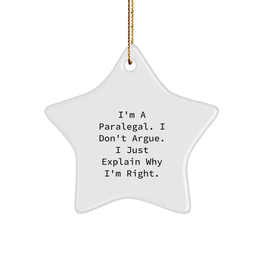 Funny Paralegal Gifts from Family, Friends, or Coworkers - Star Ornament for Women, Men, or Christmas Unique Gifts - Image 1