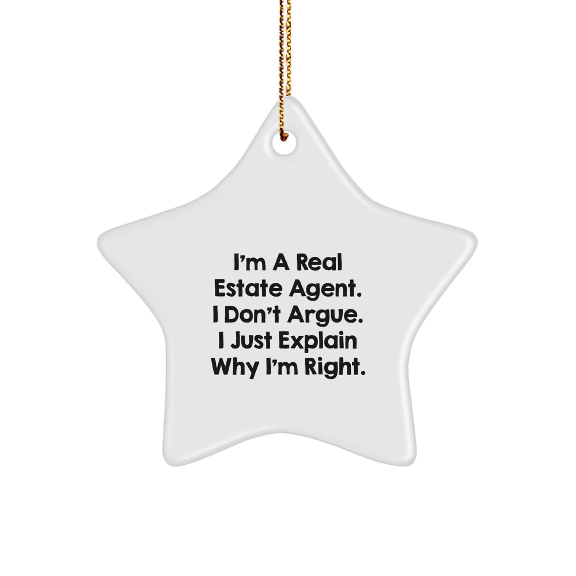 Funny Real Estate Agent Gifts from Friends for Christmas Unique Star Ornament with Inspirational Quote - Image 1