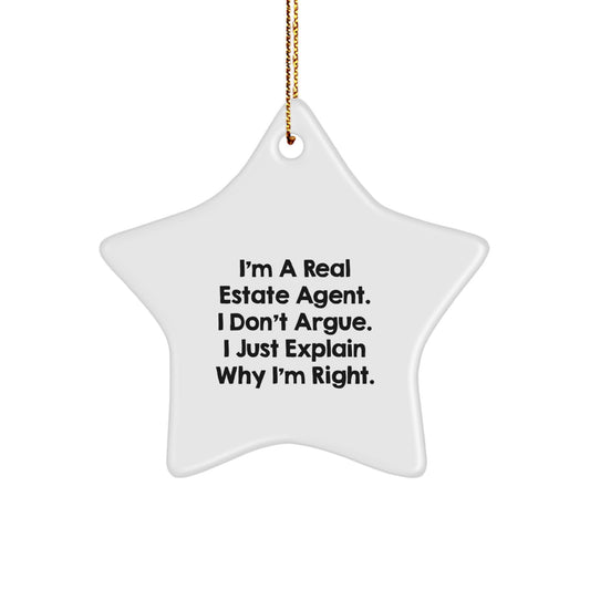 Funny Real Estate Agent Gifts from Friends for Christmas Unique Star Ornament with Inspirational Quote - Image 1